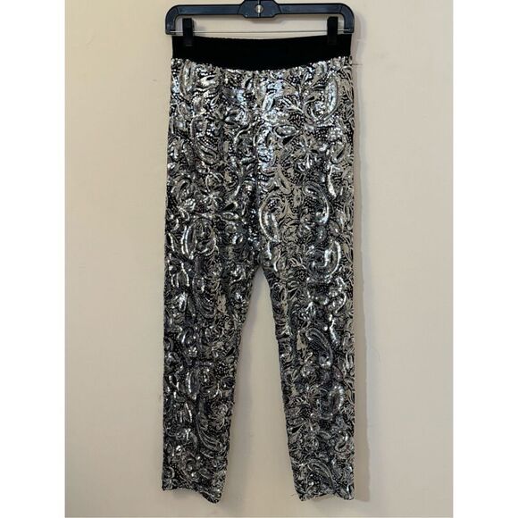 Anthropologie Porridge Pascaline Crisp Silver Sequined Fully Lined Pants S